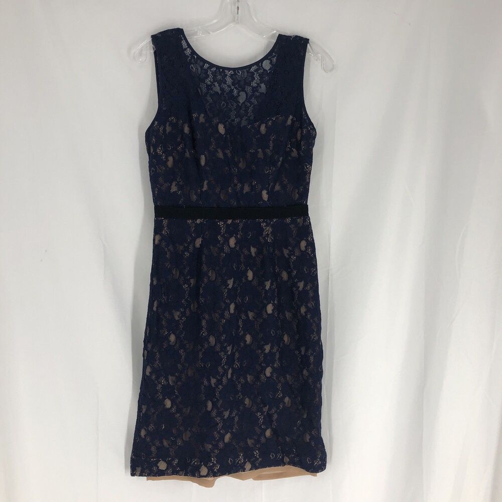 BCBG Max Azria Navy Floral Lace Alice Sheath Dress Size 6
